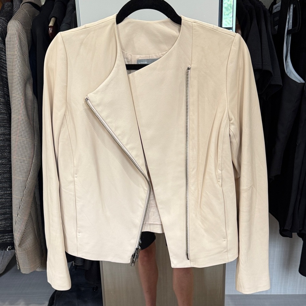 Vince Cream Leather Jacket for Women